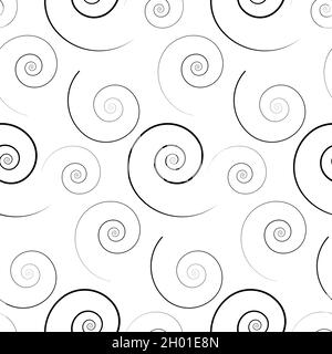 seamless pattern with spiral curls ornament. Vintage design element in monochromatic style. Abstract ornate floral decor for wallpaper, fabric, cloth, Stock Vector