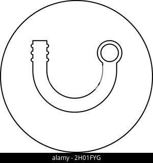Branch pipe icon in circle round black color vector illustration solid outline style simple image Stock Vector