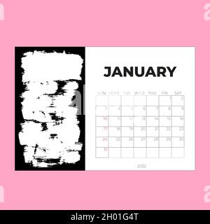 January 2022 Calendar Planner - vector illustration. Template. Mock up Stock Vector