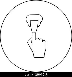 Wall putties Fix putty knife using spatula in hand arm Spackling instrument for caulk stucco icon in circle round black color vector illustration Stock Vector