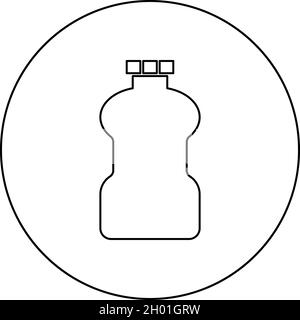 Plastic bottle Cleanser icon in circle round black color vector illustration solid outline style simple image Stock Vector
