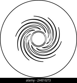 Black hole spiral shape vortex portal icon in circle round black color vector illustration solid outline style simple image Stock Vector