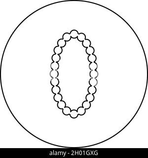 Necklace pearl Jewelry with pearl Bead Bijouterie Adornment icon in circle round black color vector illustration solid outline style simple image Stock Vector