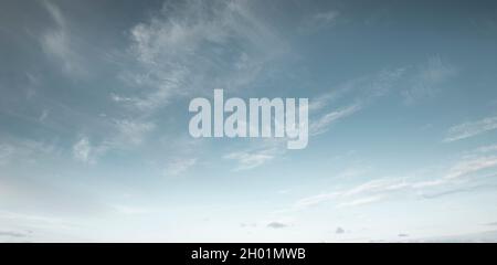 Panorama of blue sky with cirrus clouds Stock Photo