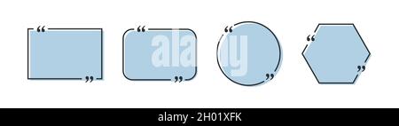Set of quote box frame, quote box icon, texting quote boxes. Vector illustration Stock Vector