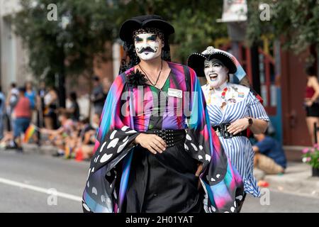 Orlando, Florida, USA. 6th Oct, 2021. Participants of the Come Out With Pride Festival and Parade in downtown Orlando.Tens of thousands of members of the LGBTQ community and their allies gathered for the annual event in Lake Eola Park. (Credit Image: © Ronen Tivony/SOPA Images via ZUMA Press Wire) Stock Photo