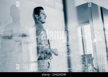 Businessman making presentation on corporate meeting event. Stock Photo
