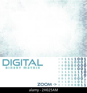 Digital binary matrix with 0 and 1. Digitally vector graphic background with halftone effect Stock Vector