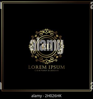 ED Initial Letter Luxury Logo template in vector for Restaurant, Royalty, Boutique, Cafe, Hotel, Heraldic, Jewelry, Fashion and other vector illustrat Stock Vector
