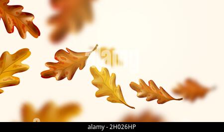 Autumn coloured leaves blowing in the wind. Vector fall background illustration. Stock Vector