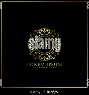 EF Initial Letter Luxury Logo template in vector for Restaurant, Royalty, Boutique, Cafe, Hotel, Heraldic, Jewelry, Fashion and other vector illustrat Stock Vector