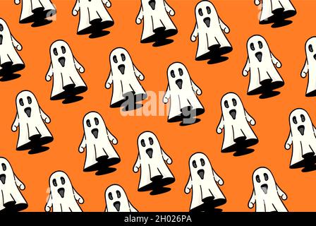 Cute ghost halloween texture background desing. Vector illustration, Stock Vector
