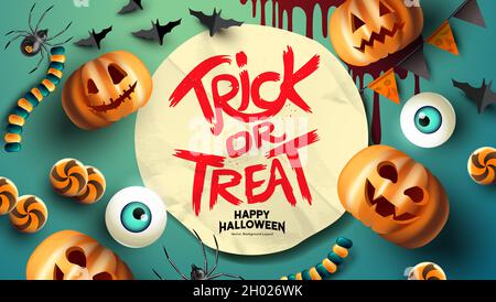 Halloween events background design with pumpkins and spooky items, Vector illustration. Stock Vector