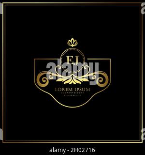 EJ Initial Letter Luxury Logo template in vector for Restaurant, Royalty, Boutique, Cafe, Hotel, Heraldic, Jewelry, Fashion and other vector illustrat Stock Vector