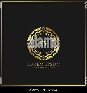 EV Initial Letter Luxury Logo template in vector for Restaurant, Royalty, Boutique, Cafe, Hotel, Heraldic, Jewelry, Fashion and other vector illustrat Stock Vector