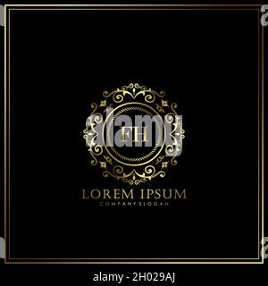 FH Initial Letter Luxury Logo template in vector for Restaurant, Royalty, Boutique, Cafe, Hotel, Heraldic, Jewelry, Fashion and other vector illustrat Stock Vector