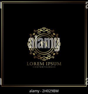 FI Initial Letter Luxury Logo template in vector for Restaurant, Royalty, Boutique, Cafe, Hotel, Heraldic, Jewelry, Fashion and other vector illustrat Stock Vector