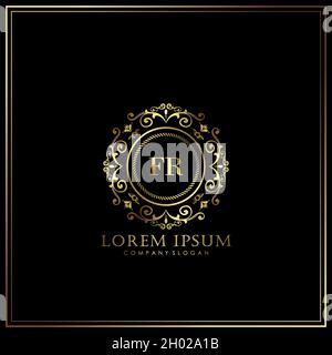 FR Initial Letter Luxury Logo template in vector for Restaurant, Royalty, Boutique, Cafe, Hotel, Heraldic, Jewelry, Fashion and other vector illustrat Stock Vector
