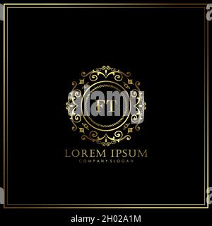FT Initial Letter Luxury Logo template in vector for Restaurant, Royalty, Boutique, Cafe, Hotel, Heraldic, Jewelry, Fashion and other vector illustrat Stock Vector