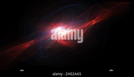 Glowing cosmic vortex or super nova illustration. Abstract creative modern colorful wide background,  Neon glowing twisted cosmic lines. Surreal Vorte Stock Photo