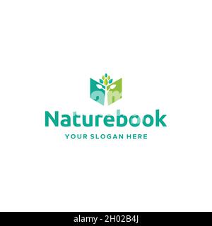 Modern Naturebook leaves plants tree logo design Stock Vector