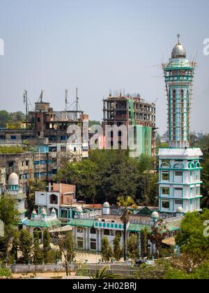 Landscape view of a Masjid around with green trees. In Chittagong city, Bangladesh. Stock Photo