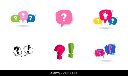 Big set icon bubble with Question mark and Exclamation Mark. Stock Vector