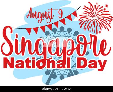 Singapore National Day on August 9 banner  illustration Stock Vector