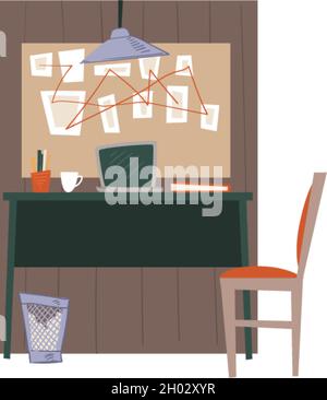 Interior design of working space in office or home Stock Vector