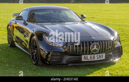 2018 black MERCEDES-BENZ GT AMG GT R PREMIUM 576.6 BHP coupe at Southport Classic and Speed 2021, Victoria Park, Southport, UK Stock Photo