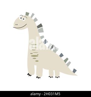 little diplodocus. cute cartoon dinosaur on white Stock Vector