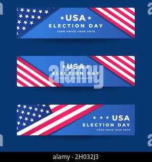 set of banner american election day. vector illustration design Stock Vector