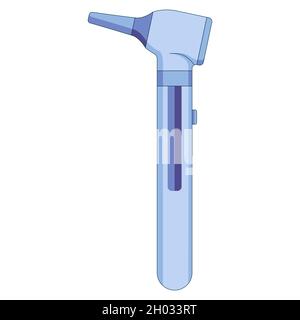 Otoscope icon in a flat style, an otolaryngologists tool for checking ear canals. Stock Vector