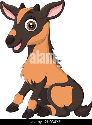 Cartoon funny little goat sitting Stock Vector