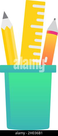 Pencil and pen in box vector cup holder icon Stock Vector