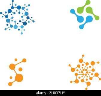 Abstract DNA molecule vector logo. Turquoise and blue color science ...