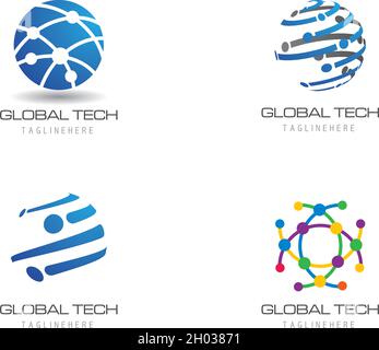 Global tech logo vector template Stock Vector
