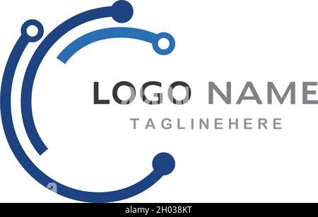 circuit technology logo vector template Stock Vector