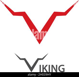 V letter initial Viking logo template vector Stock Vector