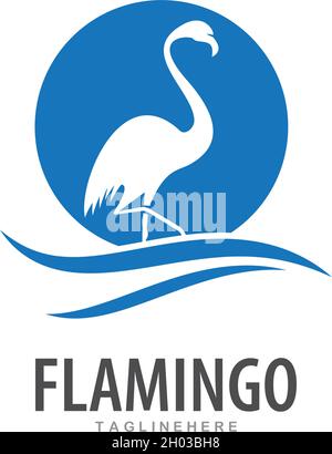 Flamingo logo ilustration vector template Stock Vector