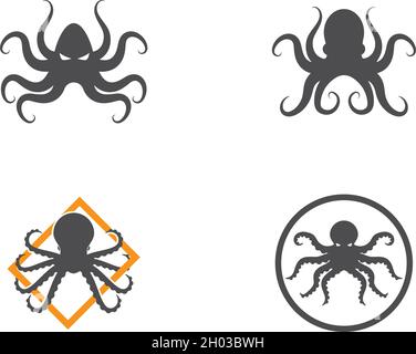 Octopus logo ilustration vector template Stock Vector