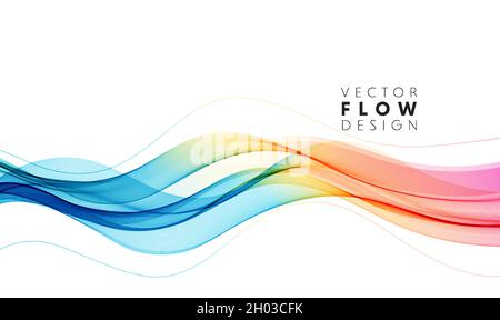 Rainbow wavy smoky lines on a transparent background. Abstract ...