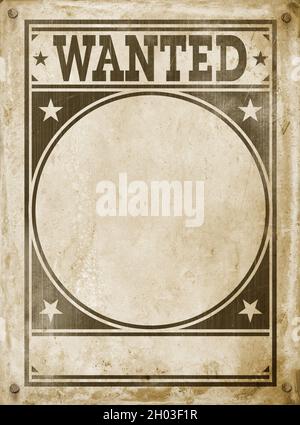 Wanted poster isolated on grunge background Stock Photo