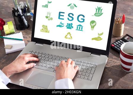 Esg concept shown on a laptop screen Stock Photo