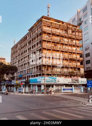 Saigon, Vietnam - Jan 26, 2021. Old architecture of Saigon, Vietnam. Saigon used to be the capital of the Republic of Vietnam, the largest economic ce Stock Photo