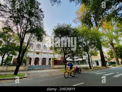 Saigon, Vietnam - Jan 26, 2021. Old architecture of Saigon, Vietnam. Saigon used to be the capital of the Republic of Vietnam, the largest economic ce Stock Photo