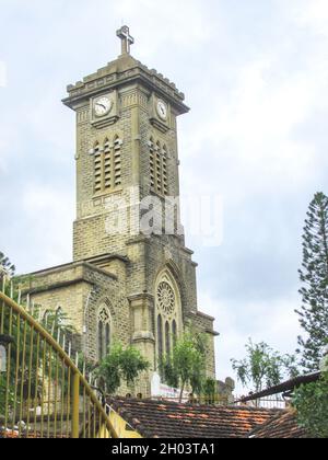 Nha Trang City, Vietnam - Apr 01, 2017: Exterior view of the Nha Trang Cathedral, known as the stone church or Nui Church in the centre of Nha Trang C Stock Photo