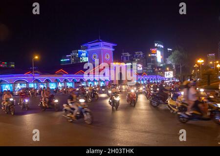 Ho Chi Minh City, Vietnam - Dec 27, 2015: Ben Thanh market at night, Saigon, Vietnam Stock Photo
