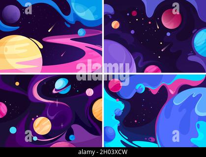 Collection of space banners. Placard designs in abstract style. Stock Vector