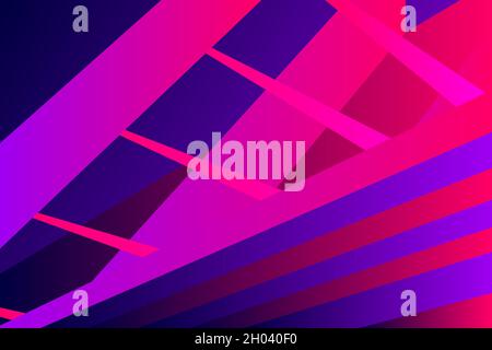 Minimal cover graphic, copy space design. Neon pink blue gradient colors. Abstract 80s texture geometric pattern lines. Dynamic stripes fluid trendy b Stock Vector